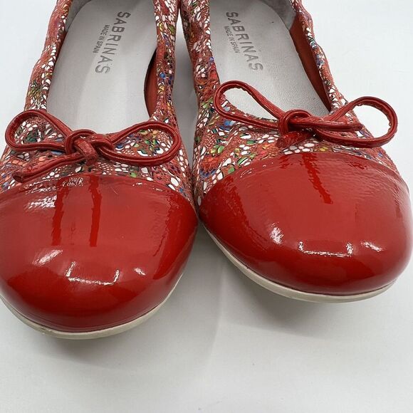 Sabrinas Ballet Flats Red Patent‎ Leather Cap Toe Spain Butterfly Bow 36 5.5-6 - Picture 11 of 13